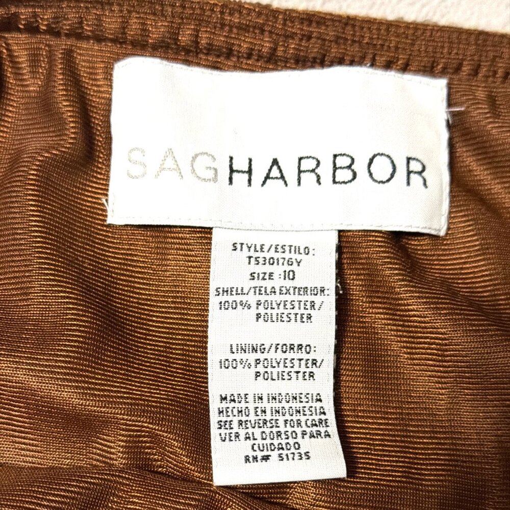 Sag Harbor Brown & Blue Floral Midi Skirt Size 10 Sheer Polyester Lined Boho - Picture 4 of 6